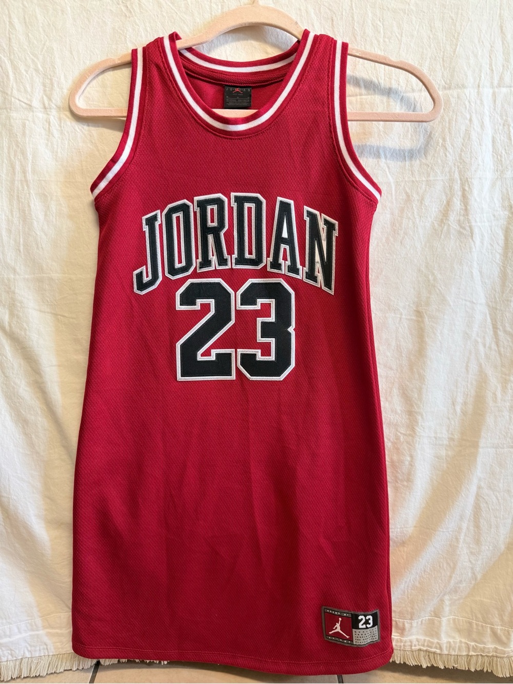 Nike Air Jordan Girls 23 Mesh Jersey Dress Red Black White Size 10-12 Medium